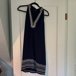 THML Deep Blue Dress with Embroidered Accents